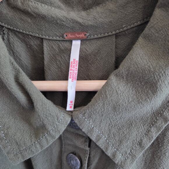 Free People Ronnie Cotton Poplin Mini Shirtdress, Oversize Fit, Green - Picture 8 of 12